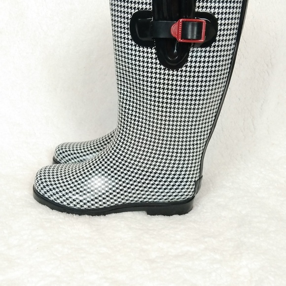 Rasolli Shoes - Rasolli Black and White Women's Rain Boots Size 7